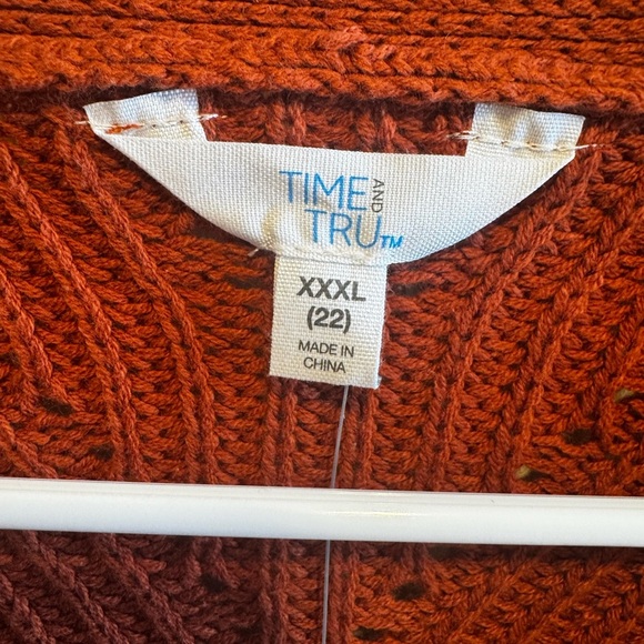 Time And Tru Women’s Boyfriend Auburn Sun Orange Button Down Sweater Sz XXXL 22 - Picture 5 of 10
